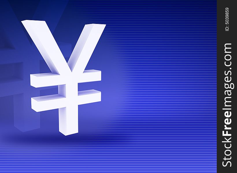 Symbol of yen on an abstract background. Symbol of yen on an abstract background