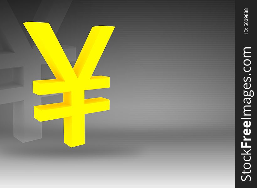 Symbol of yen on an abstract background. Symbol of yen on an abstract background