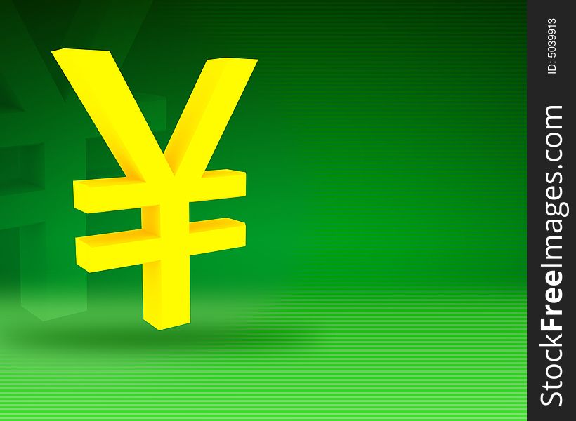 Symbol of yen on an abstract background. Symbol of yen on an abstract background