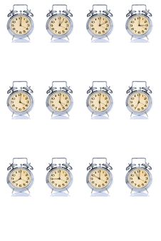 Group Of Alarm Clock With Times 12 Clock Royalty Free Stock Photos Group Of Alarm Clock With Times 12 Clock Royalty Free Stock Photos