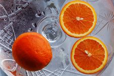 A Cut Three Orange On Gray Stock Image