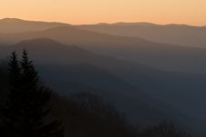 Smoky Mountain Ridges At Sunrise Stock Images