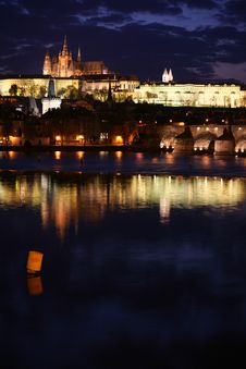 Prague Panorama At Night Stock Images