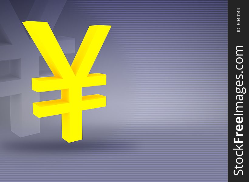 Symbol of yen on an abstract background. Symbol of yen on an abstract background