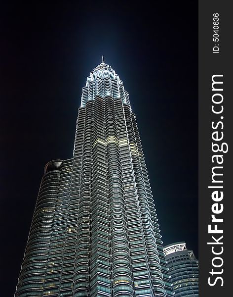 Petronas twin towers in the night, malaysia