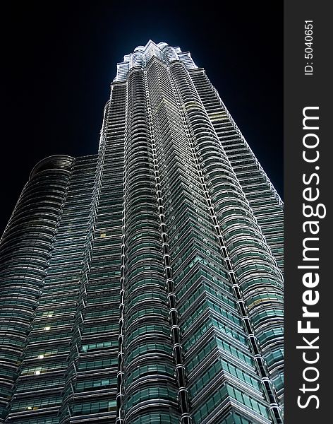 Petronas twin towers in the night, malaysia