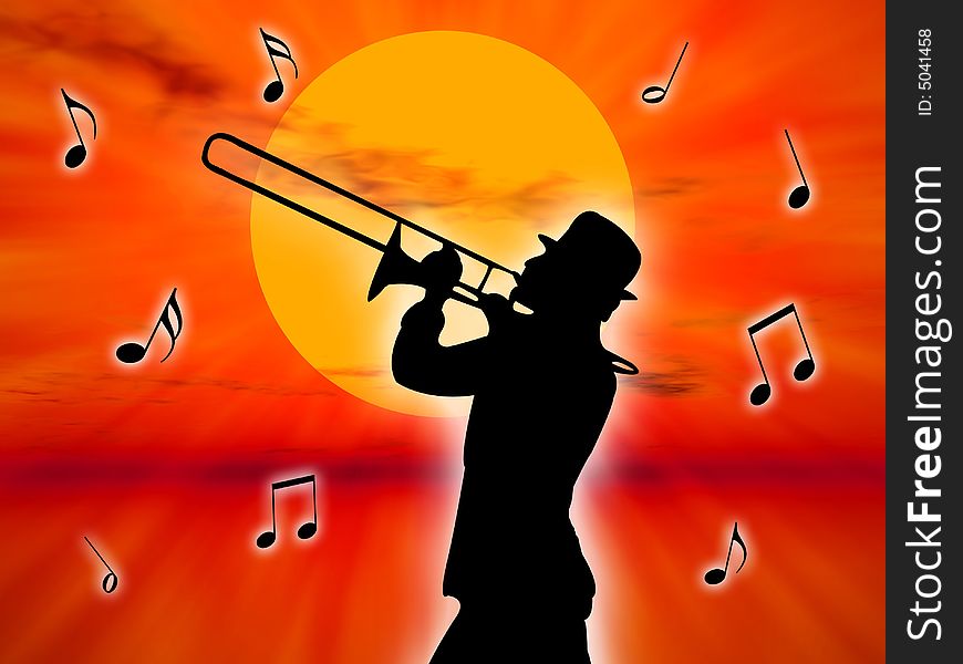 Player in the sunset