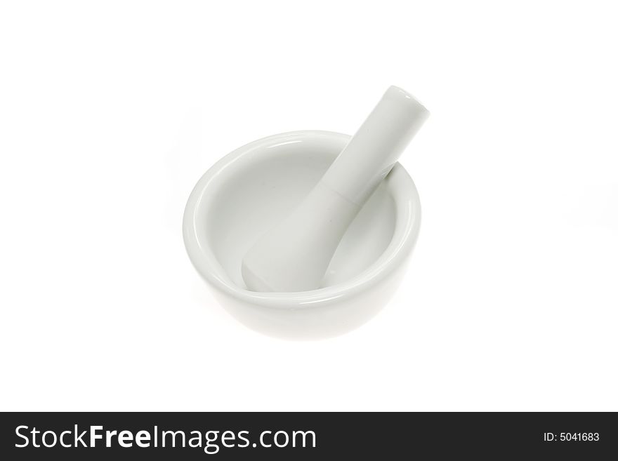 Pestle and mortar isolated on a white background