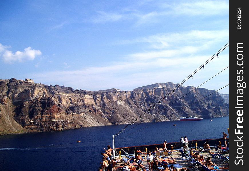 Going in Santorini, whit boat. Going in Santorini, whit boat