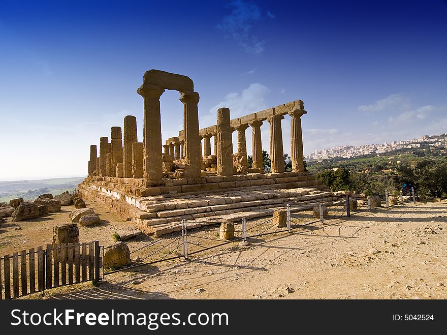 Greek temple in the Valley of Temples in Agrigento, Sicily.