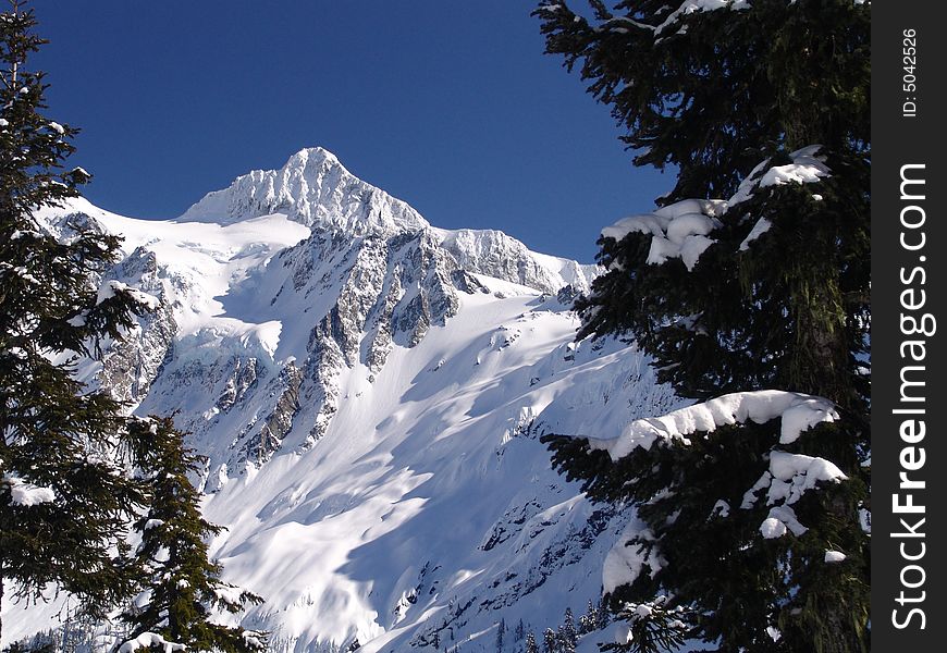 Mt Shuksan in the winter from the Mt Baker Ski Area. Mt Shuksan in the winter from the Mt Baker Ski Area.