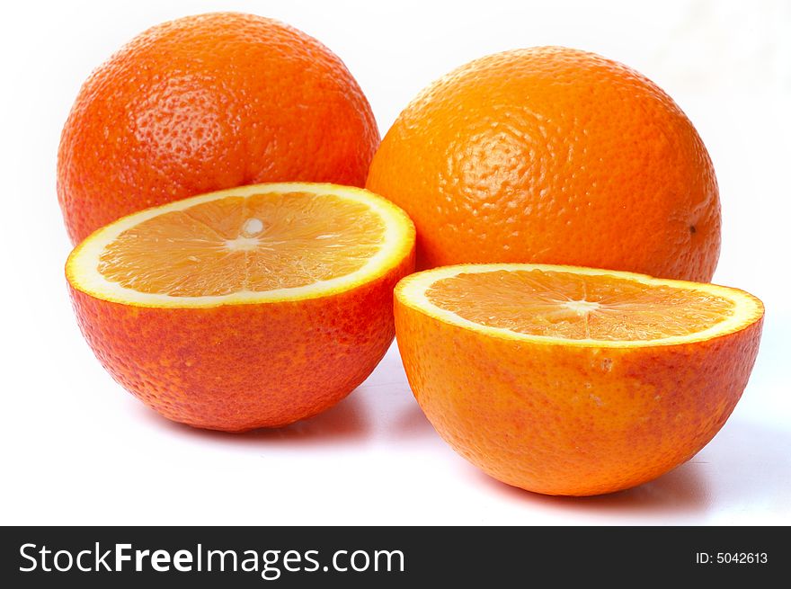 Close-up Perfectly Four Fresh Orange.