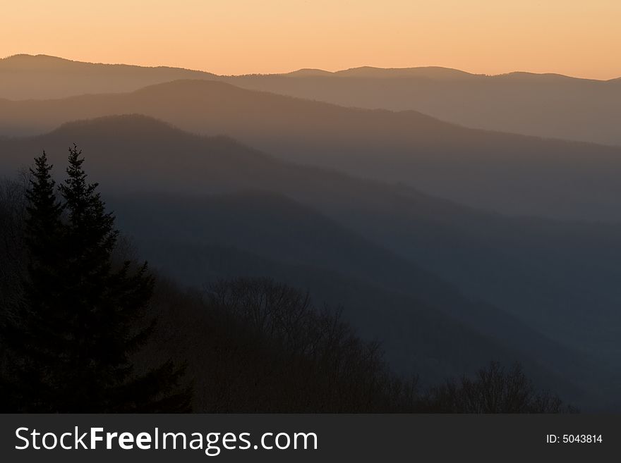 Smoky Mountain Ridges at sunrise