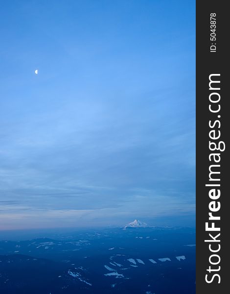 Mount Jefferson in the distance under the moon