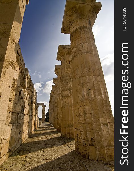 Columns of the Greek temple of Hera in Selinunte, Sicily, Italy. Columns of the Greek temple of Hera in Selinunte, Sicily, Italy