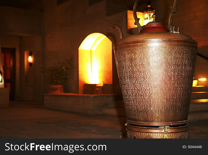 An Arabic teapot at a traditional styled resort. An Arabic teapot at a traditional styled resort