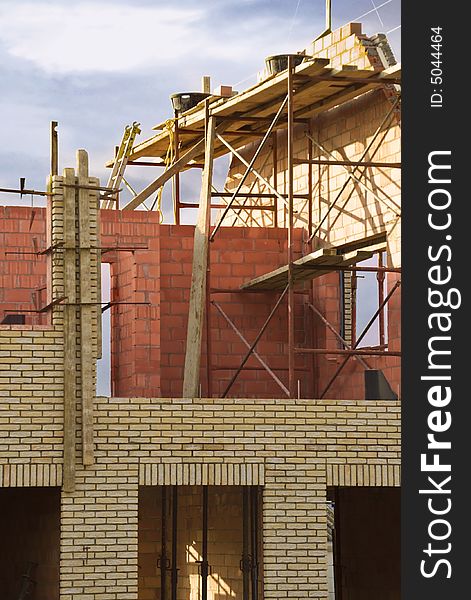 New building 
brickwork construction house