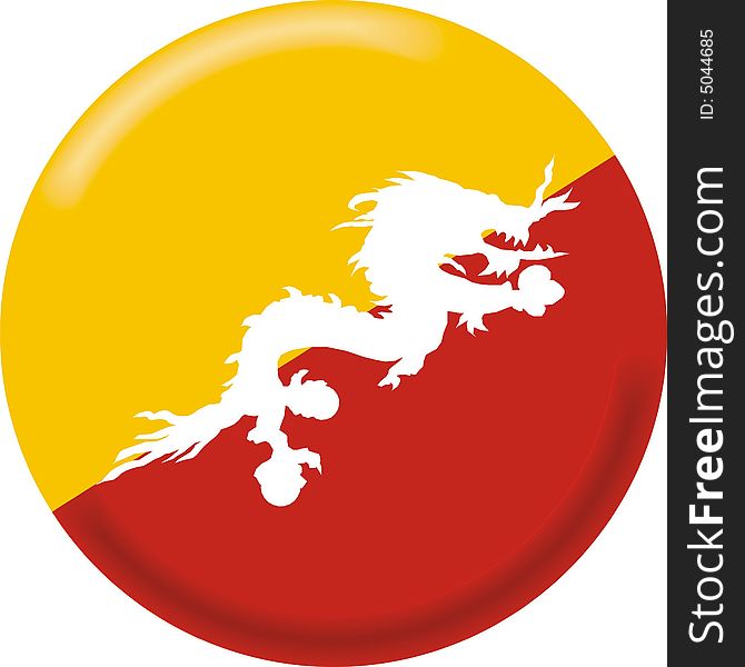 Art illustration: round medal with flag of bhutan