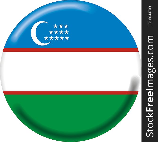 Art illustration: round medal with flag of uzbequistan