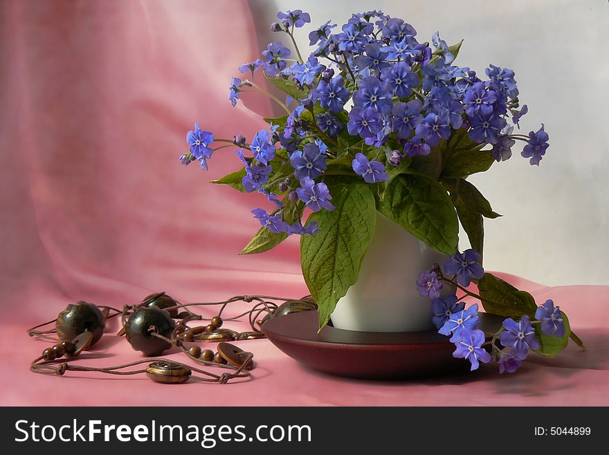 Still-life with spring blue flowers