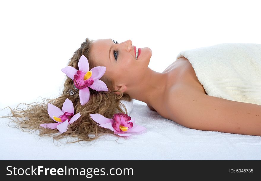 Attractive woman getting spa treatment