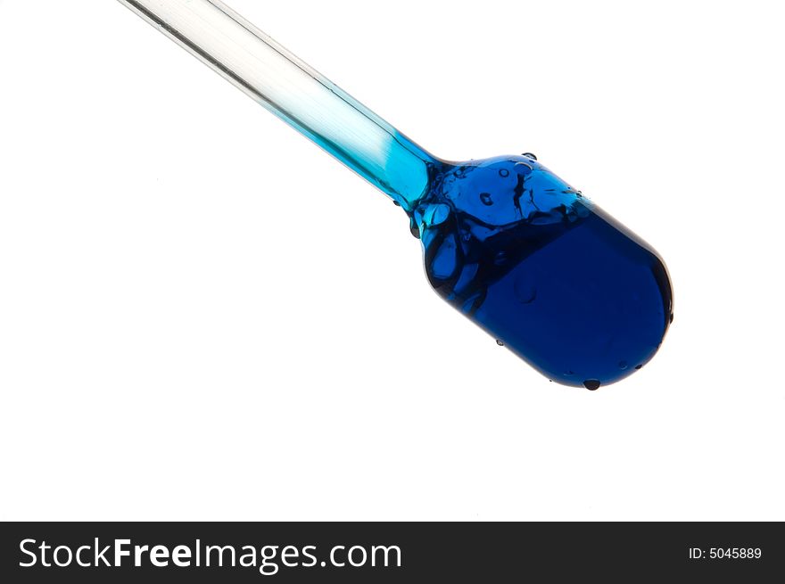Blue retort with liquids