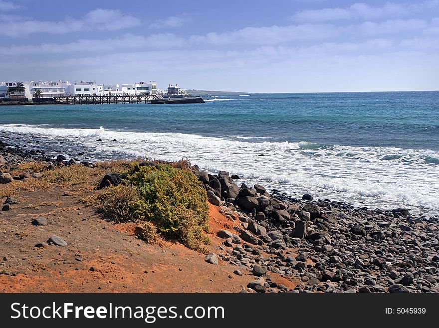 Stones beach of Lanzarote, Canaries Islands. Stones beach of Lanzarote, Canaries Islands