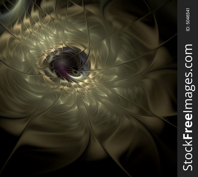 Abstract fractal image resembling a white rose with a snail in the center. Abstract fractal image resembling a white rose with a snail in the center