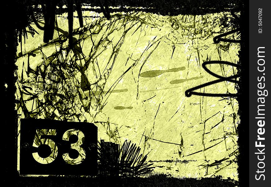 Grungy Number 53 - Digital Illustration