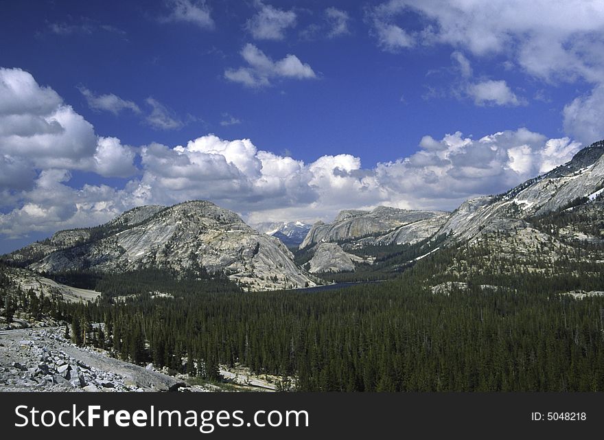 Summer view of Yosemite High Country near Tenaya Lake in the eastern part of the park
