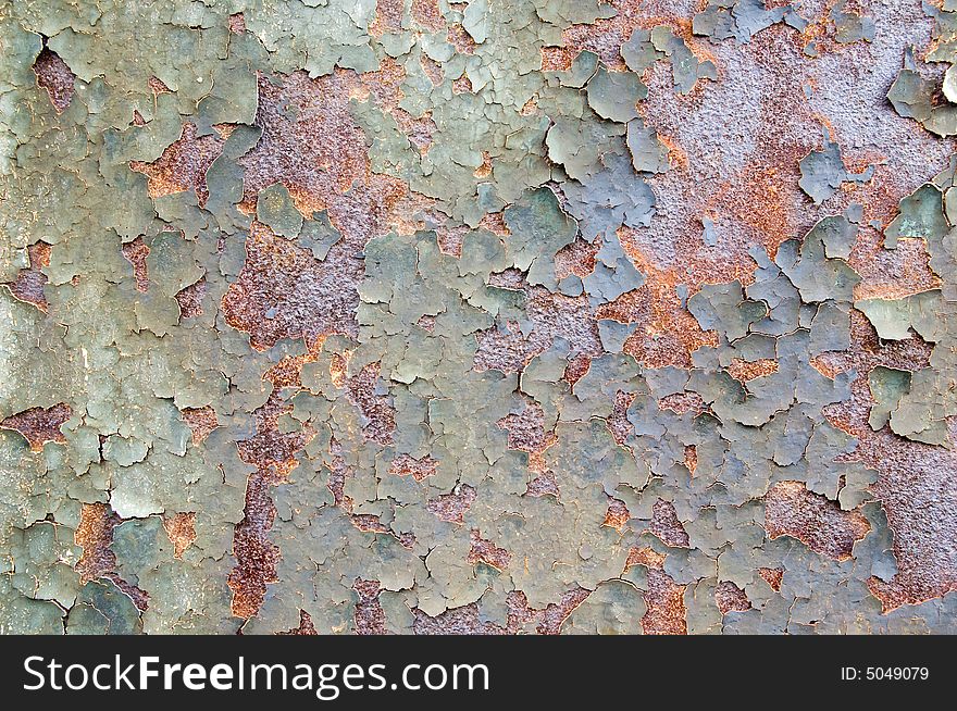 Rusty background with cracks in the paint