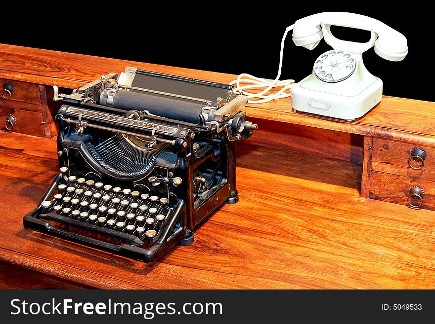 Typewriter and phone