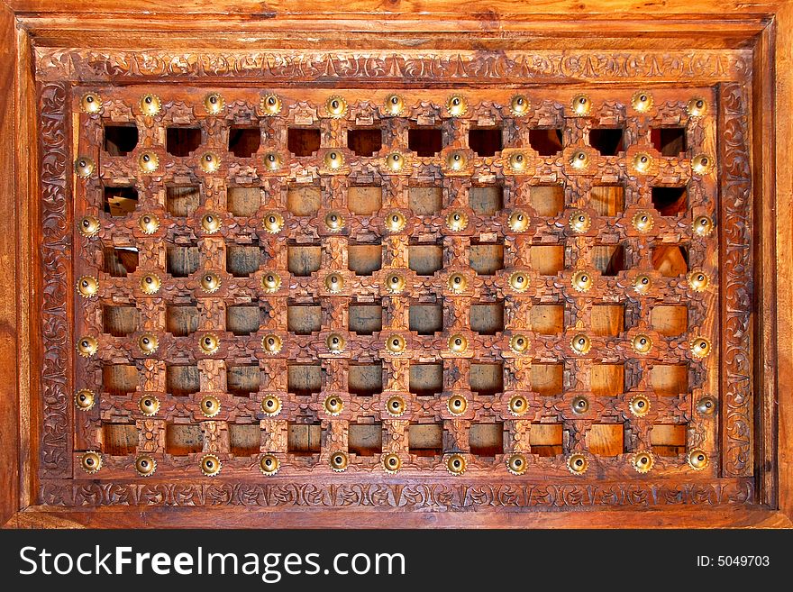 Hand made engraved old wooden grid background