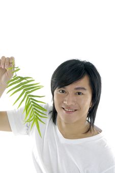 Man On Holding A Small Plant Stock Photography Man On Holding A Small Plant Stock Photography
