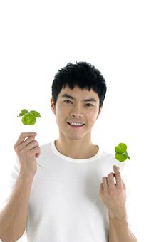 Man Holding Up A Green Leaf Royalty Free Stock Photos Man Holding Up A Green Leaf Royalty Free Stock Photos