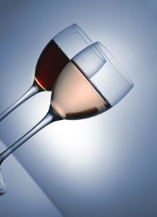 Two Glasses. Red And Pink Wine Royalty Free Stock Photo Two Glasses. Red And Pink Wine Royalty Free Stock Photo