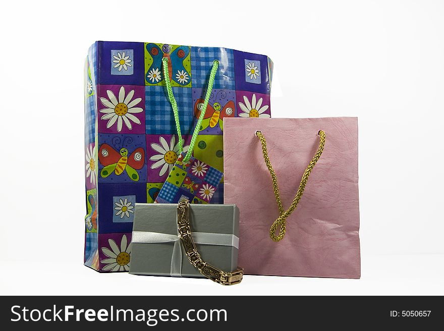 Gift Bags with gold bracelet