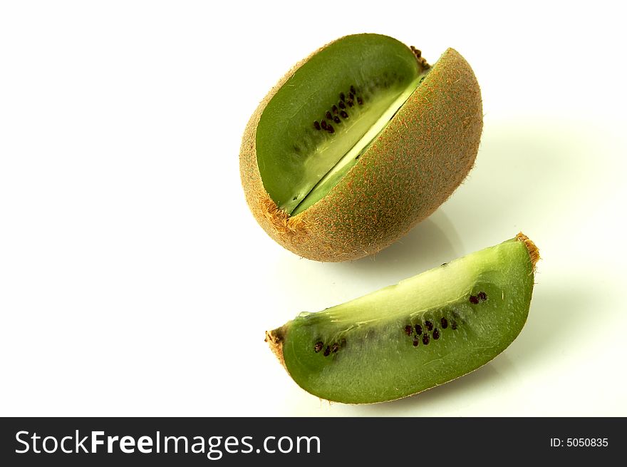 A kiwi slice in white background