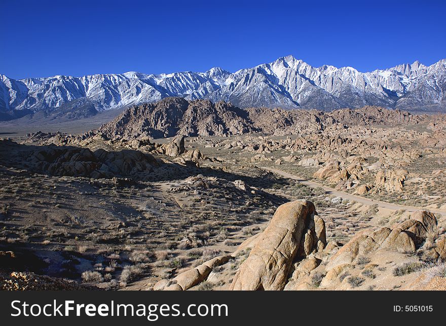 Mount Whitney and lone pine peak and the alabama hills california usa. Mount Whitney and lone pine peak and the alabama hills california usa