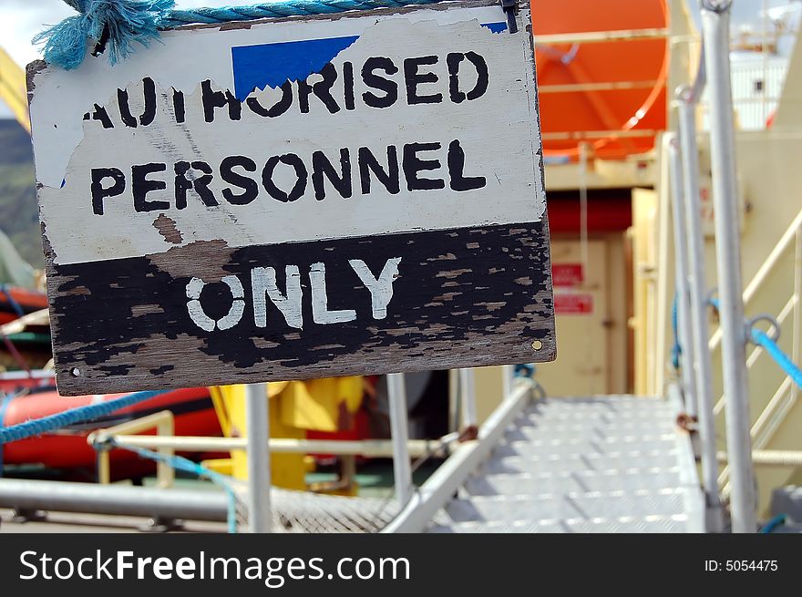 No entry sign onto a ship