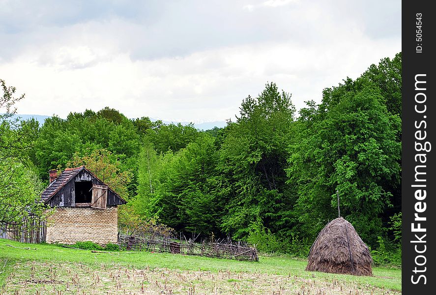 Old barn scene in western Romania