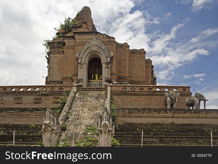 Wat Chedi Luang is a historic Buddhist temple in the old town of Chiang Mai. Wat Chedi Luang is a historic Buddhist temple in the old town of Chiang Mai