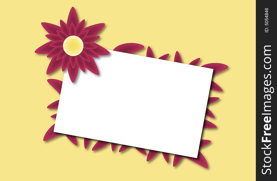 Illustration of red flowers around white card. Illustration of red flowers around white card