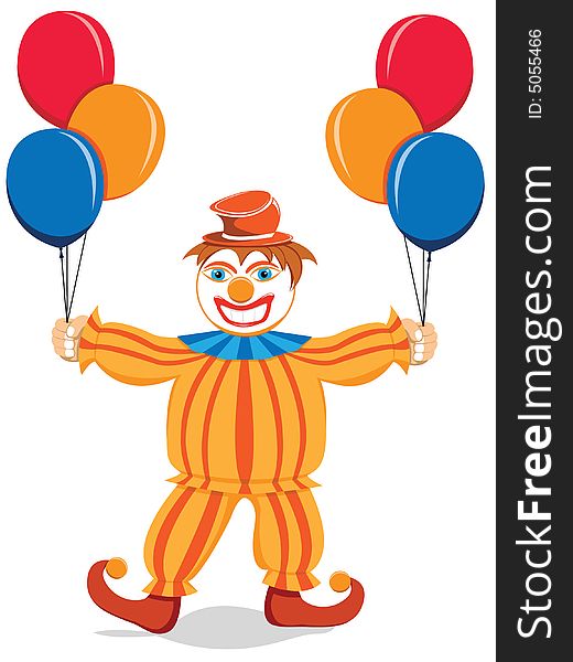 Smiling party clown with balloons