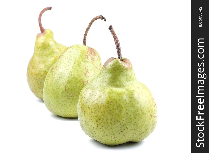 Fresh green pears isolated on a white background