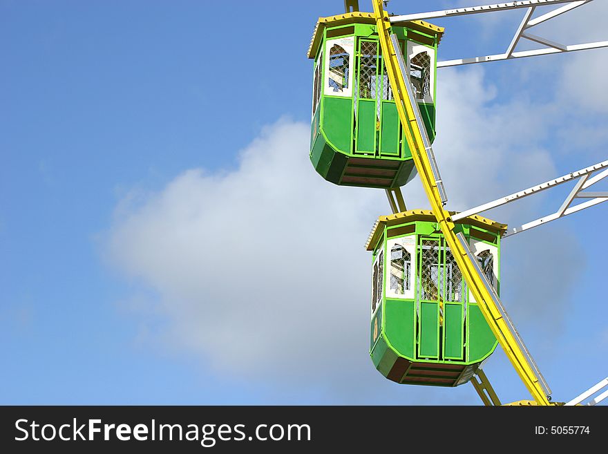 Giant Wheel detail, isolated in blue sky background