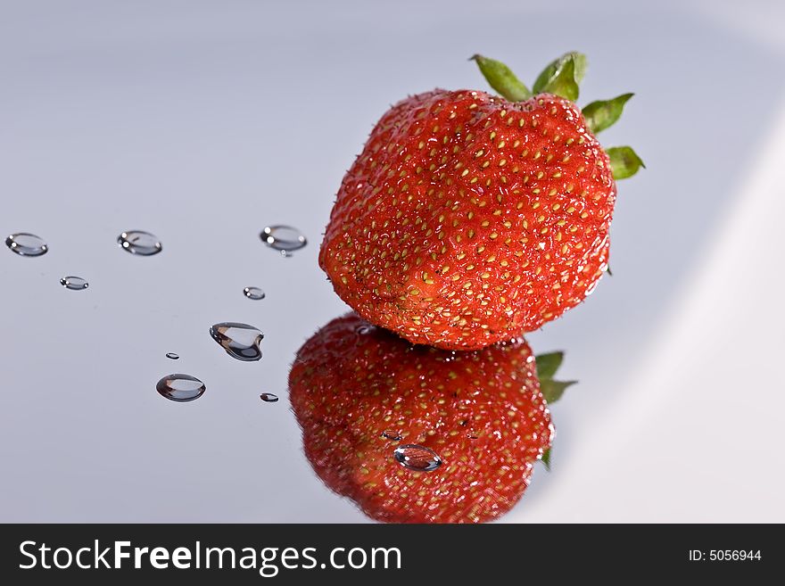 Food series: macro picture of ripe strawberry