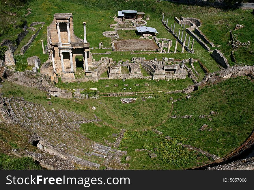 Antique roman theatre captured in archaeological excavations - Volterra - Tuscany - Italy