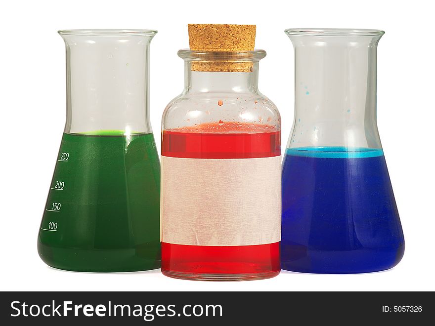 Red, Green and Blue - Colorful Liquids - isolated on white background