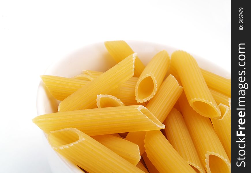 Delicious pasta in a white bowl. Delicious pasta in a white bowl